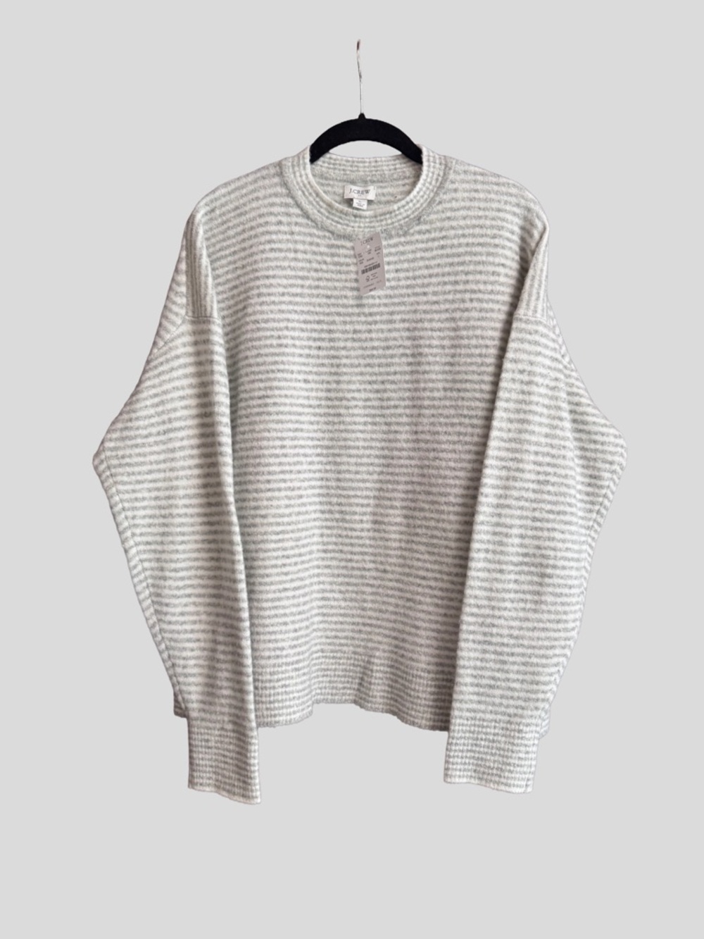 J. Crew Factory Boxy Mockneck Striped Crewneck Sweater in Extra Soft Yarn